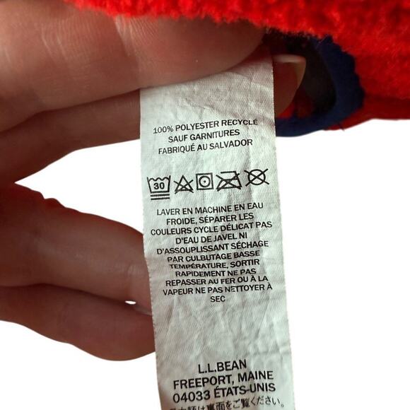 LL Bean Fleece Pullover Men's XXL Bright Orange and Blue Trim - Picture 4 of 4